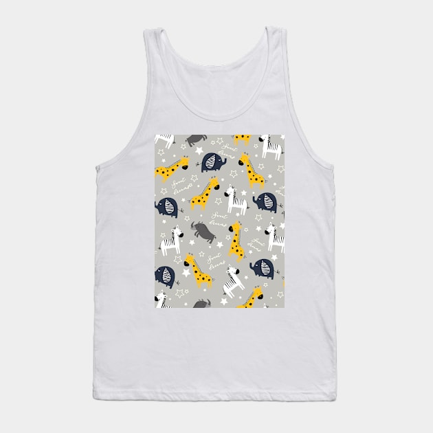 Sweet dreams little one zoo animals cute pattern grey Tank Top by Arch4Design